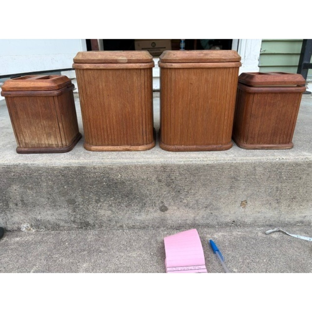 Vintage Kalmar Designs Teak Wood Square Storage Canisters
